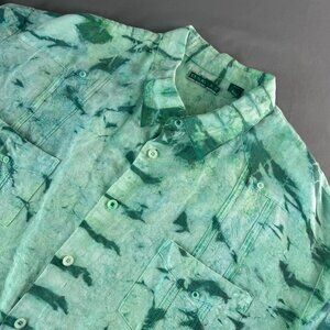 CUBAVERA GREEN TIE-DYEBUTTON DOWN SHORT SLEEVE SUMMER TROPICAL POCKETS MENS 3XLT